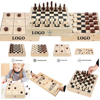 Versatile 4-in-1 Wooden Game Set