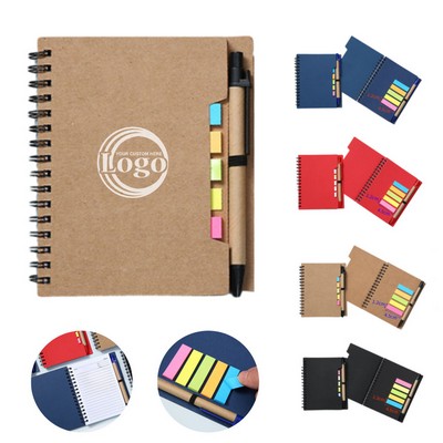Spiral Notebook with Pen & Sticky Flags
